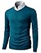H2H Mens Casual Slim Fit Pullover Long Sleeve Solid V-neck Sweater