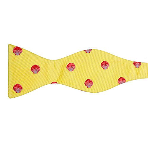 SummerTies Sea Shell Bow Tie - Red, Printed Silk, Adult Tie Yourself Bow Tie