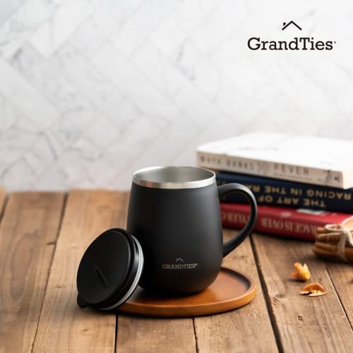 GRANDTIES Insulated Coffee Mug with Handle Sliding Lid for Splash