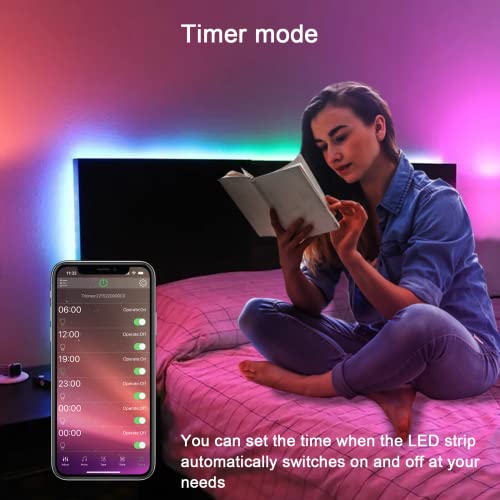 Aourow Ruban LED RGB 20M,LED Chambre de Synchronisation de Musique avec Contrôle D\'application Bluetooth,Bandes LED SMD5050 à Changement de Couleur avec Télécommande IR et Alimentation 24V