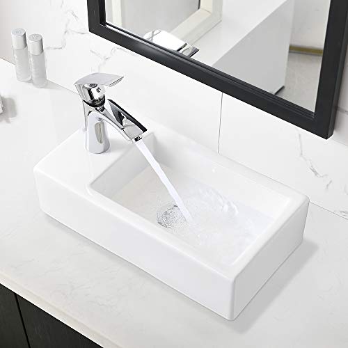 Bokaiya Small Corner Wall Mount Bathroom Vessel Sink Rectangle White