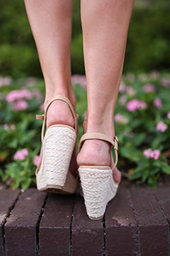 PiePieBuy Womens Wedges Espadrille Ankle Strap Open Toe Heeled Sandals Khaki - Thumbnail 6
