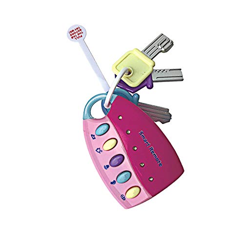 LtrottedJ Toy Keys for Toddlers and Baby Toys-Toy Car Keys with Keychains, Light and Sound (Pink)