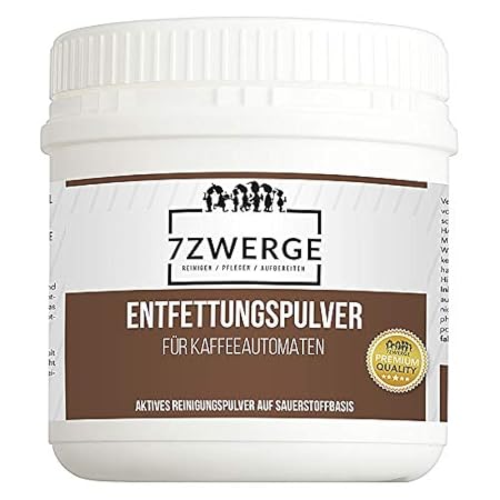 7Zwerge I 1 x 500 g Entfettungspulver I Reinigungspulver für Kaffeevollautomaten I Kaffee-Maschinen I Kaffeepadmaschine I Esp