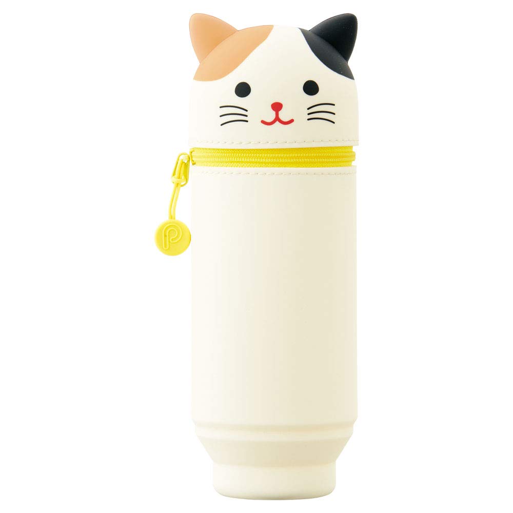 LIHITLAB Kawaii Japanese Cat Large Stand Up Pencil Case for School Office College, Cute School Supplies, Animal Pen Holder Pencil Pouch Holder Girls, Artist Pencil Case, Calico Cat (A7714-7)