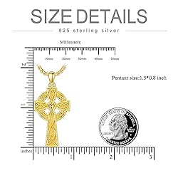 PDTJMTG Irish Cross Necklace for Men Sterling