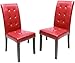 Roundhill Solid Wood Leatherette Padded Parson Stitches Design Chair, Red, Set of 2