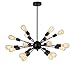 Electro bp; Vintage Metal Sputnik Large Chandelier Edison Light Fixture Industrial Starburst Lighting with 18-Lights Black Paint Finished