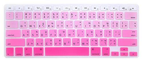 HRH Thai Silicone Keyboard Cover Skin for MacBook Air 13,for MacBook Pro 13/15/17(with or w/Out Retina Display,2015 or Older Version)&for iMac Older USA Layout Keyboard Protector -Ombre Pink