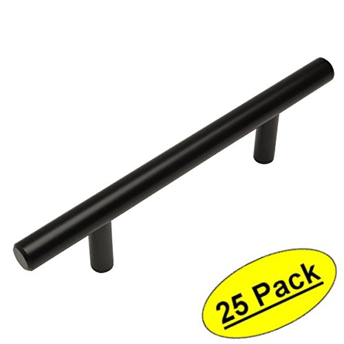 Cosmas 404-030FB Flat Black Solid Steel Construction 3/8 Inch Slim Line Euro Style Cabinet Hardware Bar Pull - 3