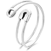 Izpack Double Layered Paperclip Safety Pin Stacking Rings Sterling Silver 925 Adjustable Wrap Finger Band Toe Ring Statement Promise Ring Fashion Jewelry Gifts for Women BFF