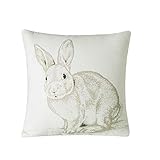 Whoyun Decorative Easter Bunny Farmhouse Throw Pillow Covers Home Decor Pillowcases Linen Soft Cushion Cover 18 x 18 Cute Funny