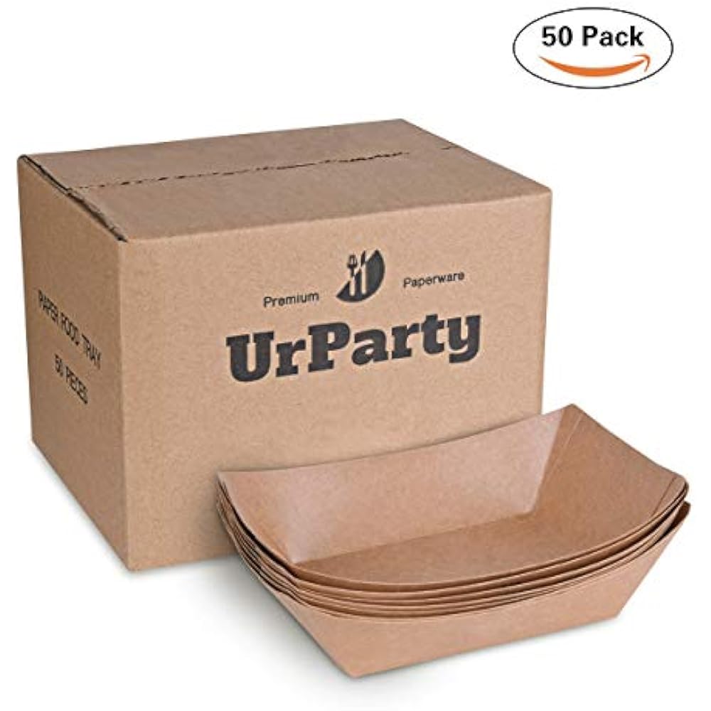  Premium Brown Disposable Paper Food Serving Tray 2.5 Lb Capacity
