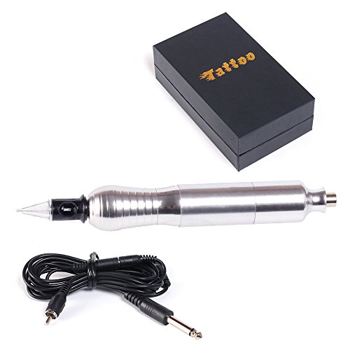 Solong Tattoo Hybrid Tattoo Pen 2-In-1 Rotary Tattoo Machine & Permanent Makeup Pen 4.5w Motor Needle Cartridges Silver EM102-6