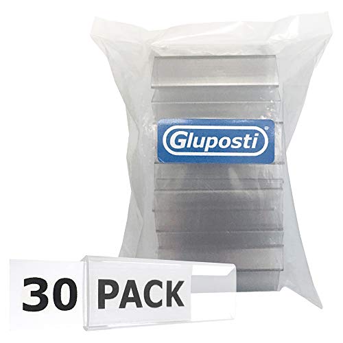 30 Clear Plastic Shelf Label Holders for 1/2 Inch Wood Shelves, 3" x 1" Clip On Tag Holders Fit 3/8" to 5/8" Thick Wood Shelving and Metal Racks, Fits 7/8" Height Ticket Sign Inserts