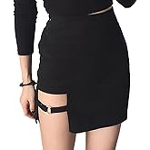 Womens Asymmetrical Skirt Black High Waist Gothic Punk Dance Mini Short Skirts Bodycon Clubwear