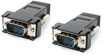 TwinkleBay VGA To CAT5/CAT6/RJ45 Extender Adapter, 15Pin Male Extender To Cat5 Cat5e RJ45 Converter Female Jack (2 Pack)