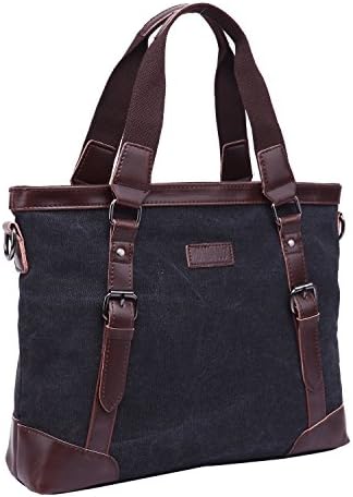 JCTHBAG Men/Women 14 Inch Laptop Notebook Totes, Canvas Shoulder Messenger Bag (Black)