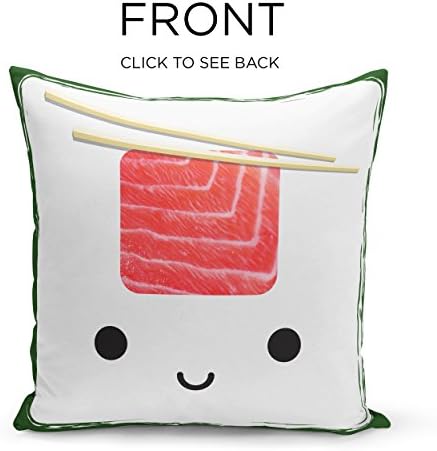 iNuvole Cute Cuisine Collection Burger and Sushi 18 x 18 inches Decorative Silky Soft Throw Pillow Covers with a Double-sided Print for Couch