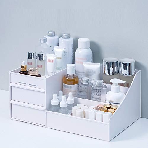 Lorenory Makeup organiser Large Capacity Cosmetic Storage Box Makeup Drawer Organizer Jewelry Nail Polish Makeup Container Desktop Sundries Storage Box (Color : White, Size : 34.5x21.3x16cm)