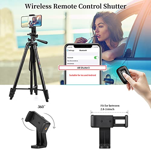 JOILCAN Tripod for High Mobile, 161 cm Selfie Stick Tripod with Remote Control, Portable Tripod with Mobile Phone Holder, Aluminum Mobile Tripod for iPhone Samsung Huawei Camera