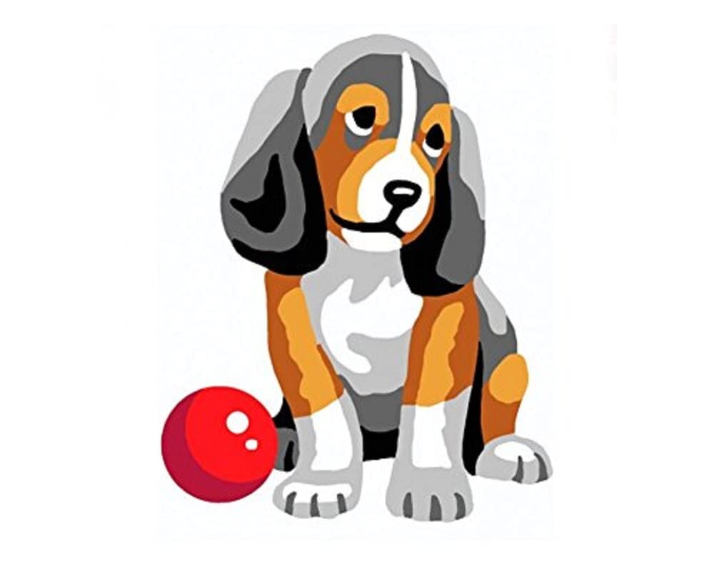 Collection D'Art Dog with Red Ball Tapestry Kit, 100% Cotton, Multi-Colour, 20 x 25 x 0.1 cm