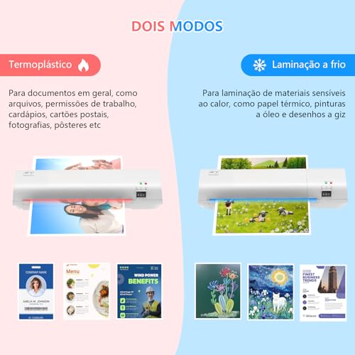 Máquina de Laminação de 9 Polegadas & 6 Folhas de Laminação a quente, Tecnologia Never Jam, para Quente & Frio para Folhas de Laminação A4/A5/A6, para Escritório, Escola, Negócios e Casa