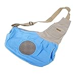 Small Dog Carrier Canvas Messenger Bag, Outdoor Travel Carrying Bag for Dogs Cats Small Breed Pets under 9 lbs, Adjustable Reversible Hands-Free Sling Carriers, Mesh Breathable (Blue)