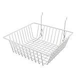 Only Garment Racks #5612WHITE (Pack of 6) White Wire Baskets for Grid Wall, Slat Wall or Pegboard - Merchandiser Baskets, White Wire Basket 12