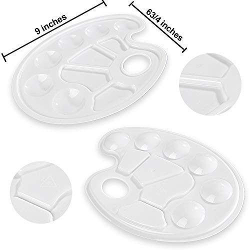 8 Pcs Paint Tray Palette Plastic with Thumb Hole, 9 Inch by 6.7 Inch, 10 Wells for DIY Craft Art Painting