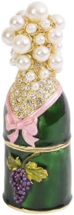 Champagne Bottle. Bejeweled Trinket Box with Matching Necklace. Hand Enameled with Swarovski Crystals.