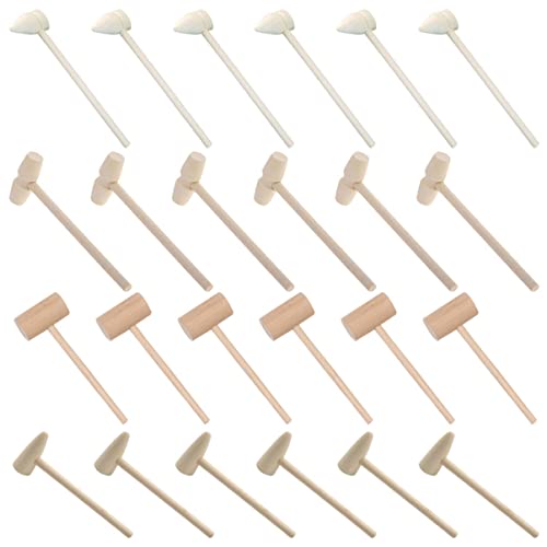 HANABASS 24pcs Mini Wooden Hammers for Boys and Girls Multi-Purpose Cake Mallets Educational Toy for Hand-Eye Coordination and Dexterity for Crab and Lobster Use