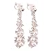 Grace Jun Luxury Bridal Rhinestone Clip on Earrings Non Piercing for Women Large Statement Earrings (Silver ear clip)