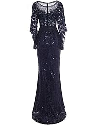 Meier - Vestido formal de lentejuelas con mangas acampanadas para mujer