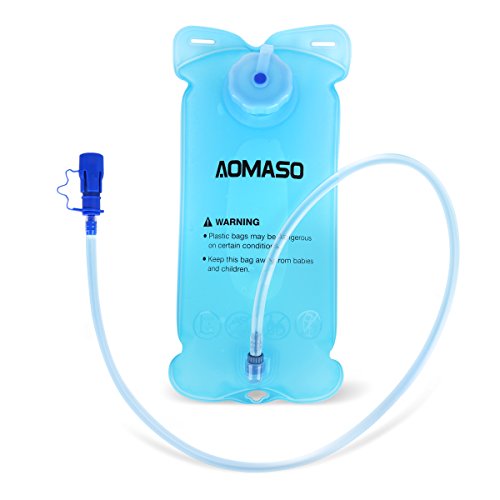 Aomaso 2L 70oz Hydration Bladder Water Storage Reservoir FDA Approved BPA Free with Wide Opening and Shutoff Valve for Outdoor Biking, Climbing, Hiking, Hunting and More - Azure