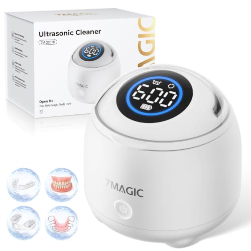 7MAGIC Kabelloses Ultraschallreinigungsgerät für Retainer, 48 kHz, Weiß