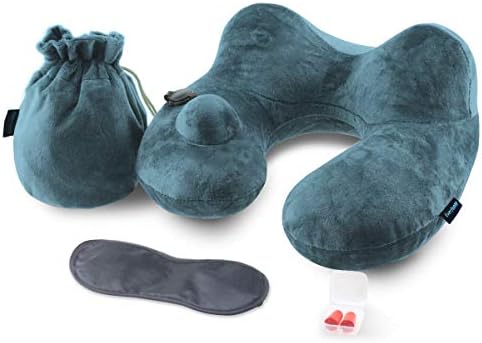 Everfunny Inflatable Travel Pillows Cushion U-shaped Soft Support-Compact & Lightweight for Airplane Neck Rest, Office, Sleeping Room, Car and Train Travel