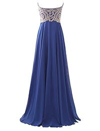 Erosebridal - Vestido de fiesta para dama de honor con bordado dorado