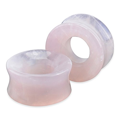 Genuine Rose Quartz Tunnels Organic Natural Polished Stone Ear Gauges Saddle