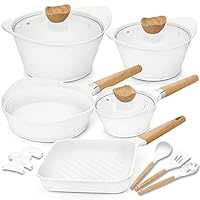 Cookware Set Nonstick 100% PFOA Free Induction Pots and Pans Set with Cooking Utensil 15 Piece – White Cookware Set Nonstick 100% PFOA Free Induction Pots and Pans Set with Cooking Utensil 15 Piece – White