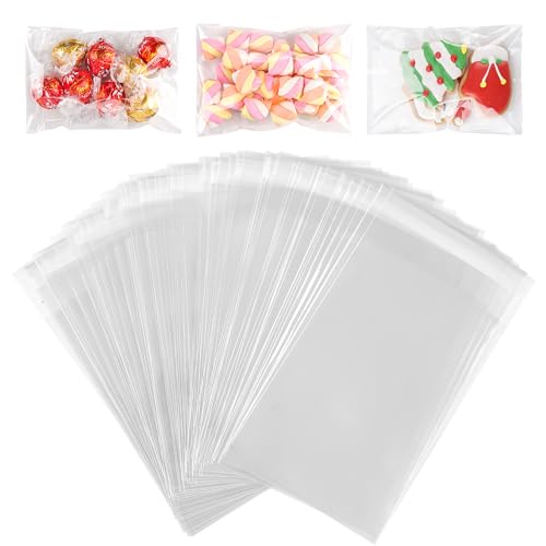 YunKo 200PACK Self Sealing Cellophane Bags Clear Cookie Bags for Gift Giving Treat bag for Packaging Cookies, Candy, Gifts(4x6 INCH)
