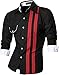 jeansian Men's Slim Fit Long Sleeves Casual Shirts Z021 Black XL