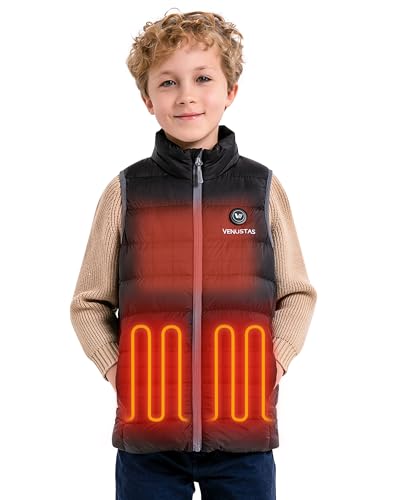 Venustas Boys Heated Vest with Battery Pack, Lightweight Warmer Electric Puffer Vest for Skiing