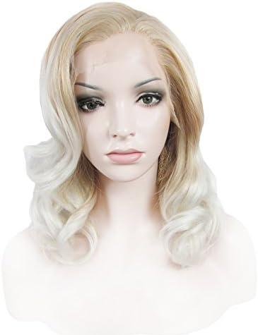 Synthetic Lace Front Wig Medium Hair Length Wave Blonde