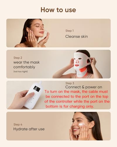 Red Light Therapy Mask for Face and Neck Full Coverage by DON PEREGRINO | FDA Cleared, FSA/HSA Eligible, Medical-grade Silicone, Zero Irritation, Storage Bag, Timer & Intensity Option