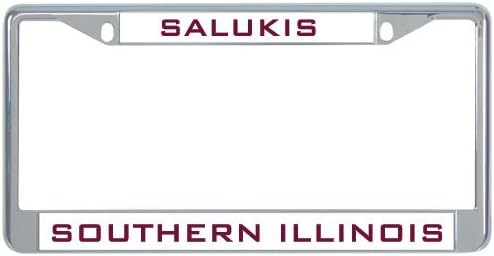 Southern Illinois Metal License Plate Frame in Chrome Salukis 12" x 6"
