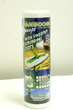 Bambooee Sweeps With Scrubbing Dots - Perfect Reusable Bamboo Replacement For Your Floor Sweeper - Includes 15 Bamboo Sweeper Pads