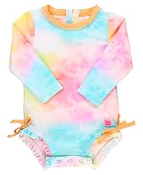 Rainbow Tie Dye Long Sleeve One Piece Rash Guard