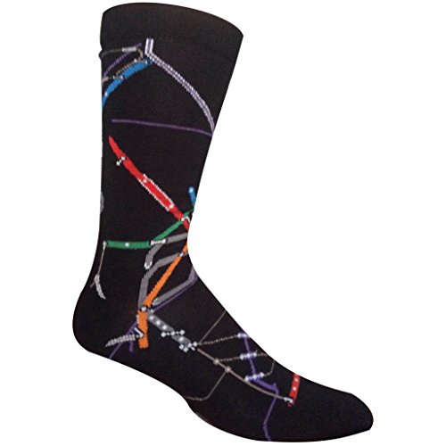 OzoneMen's Subway Socks, Stylish and Comfortable City-Inspired Design Crew Socks for Men, Black, Size 10-12