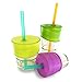 GoSili Universal Silicone Straw Cup Lid + Reusable Straw – Convert Any Cup Into a Straw Cup, Nontoxic and Dishwasher Safe, Lime/Green/Purple, 3 count